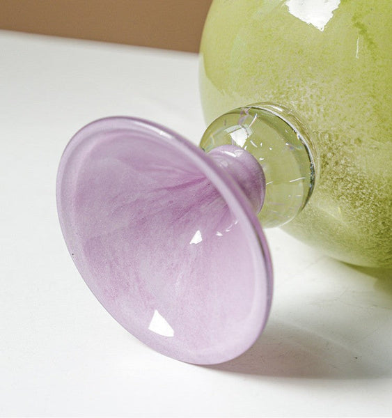 Modern Glass Vase for Flowers, Mid Century Glass Vases, Handmade Modern Vases for Living Room, Unique Decorative Glass Vase, Centerpiece Contemporary Vases on Table-Silvia Home Craft
