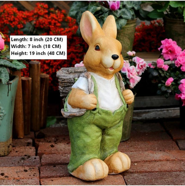 Garden Animal Statues, Large Garden Statues, Large Rabbit Statue for Garden, Bunny Flower Pot, Garden Ornament, Gardening Decoration Ideas-Silvia Home Craft