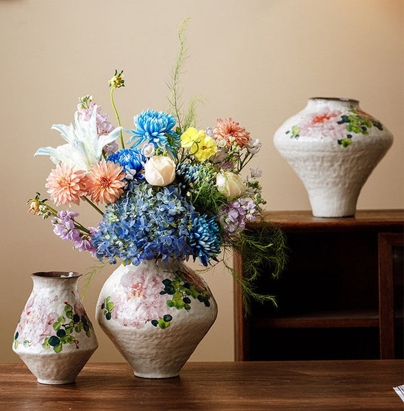 Flower Vases on Table, Handmade Water Holding Flower Vases, Centerpiece on Dining Table, Modern Porcelain Flower Vases, Ceramic Bouquet Vases-Silvia Home Craft