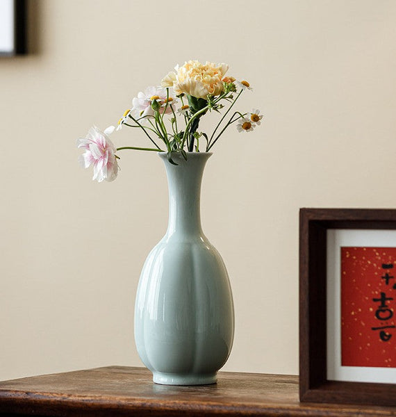 Small Flower Vases on Table, Rustic Porcelain Flower Vases, Ceramic Bud Vases, Handmade Water Holding Flower Vase-Silvia Home Craft
