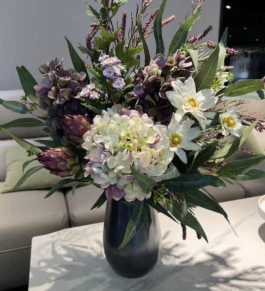Large Bunch of Flowers Arrangement, Faux Silk Floral Table Centerpiece, Creative Flower Arrangement Ideas for Interior Design, Modern Artificial Floral Arrangement-Silvia Home Craft