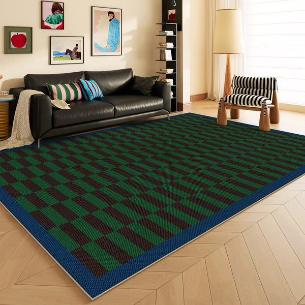Modern Living Room Rug Ideas, Geometric Contemporary Area Rugs, Green Mid Century Modern Rugs, Colorful Modern Rugs for Dining Room-Silvia Home Craft