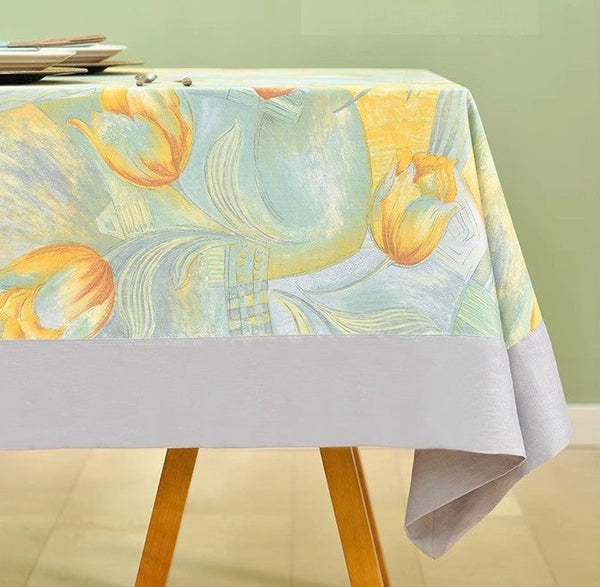 Country Farmhouse Tablecloth, Extra Large Rectangle Tablecloth for Dining Room Table, Tulip Flowers Rustic Table Covers for Kitchen, Square Tablecloth for Round Table-Silvia Home Craft