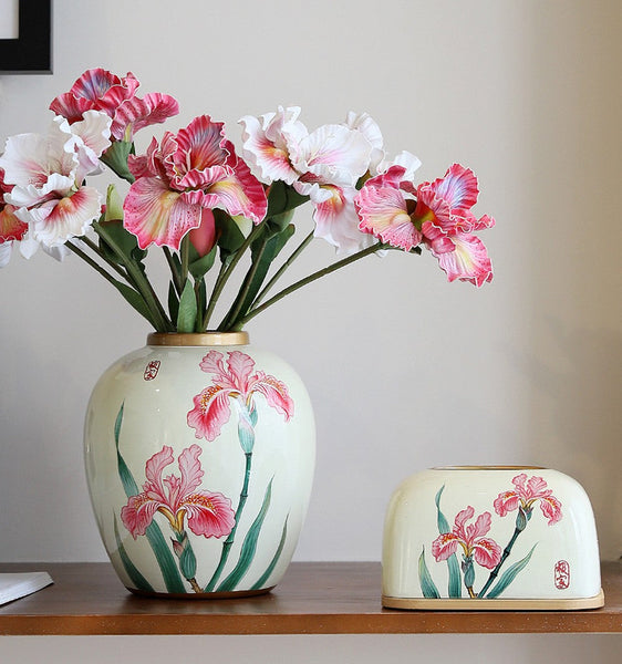 Centerpiece Ceramic Bouquet Vases, Handmade Modern Flower Vase, Large Flower Vases on Dining Table, Porcelain Flower Vases-Silvia Home Craft