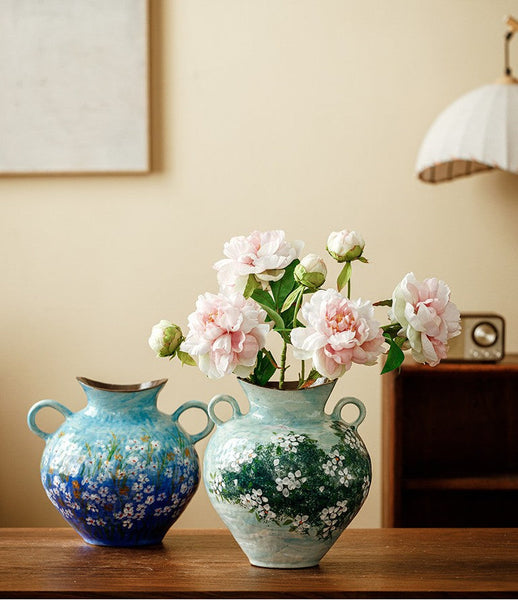 Centerpiece on Dining Table, Handmade Water Holding Flower Vases, Large Flower Vases on Table, Modern Pottery Flower Vases, Pottery Bud Vases-Silvia Home Craft