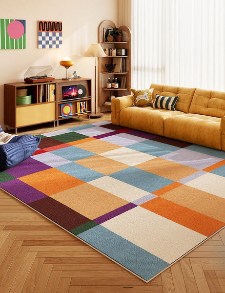 Geometric Contemporary Rugs for Dining Room, Bedroom Floor Rugs, Large Modern Rugs for Living Room, Colorful Modern Rug for Living Room-Silvia Home Craft