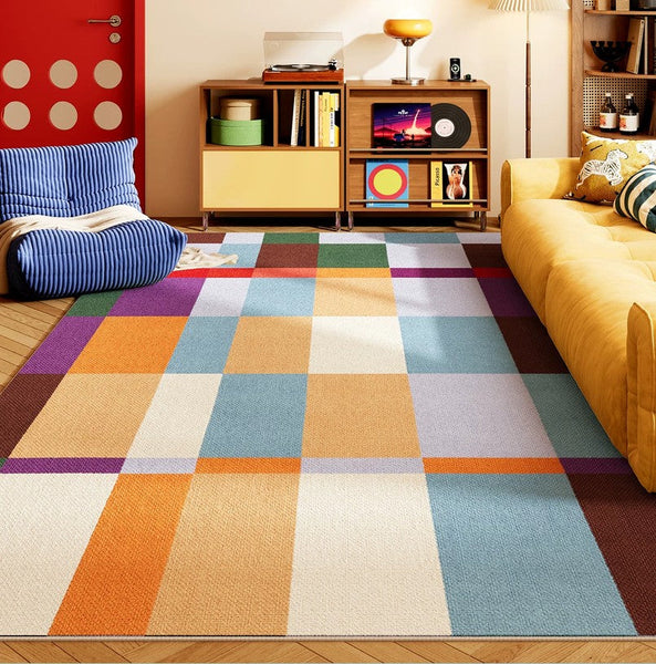 Geometric Contemporary Rugs for Dining Room, Bedroom Floor Rugs, Large Modern Rugs for Living Room, Colorful Modern Rug for Living Room-Silvia Home Craft