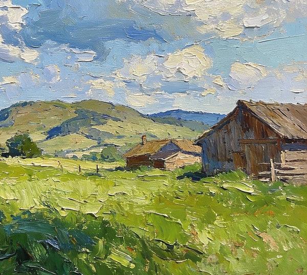 Original Small Paintings, Summer Landscape, Trees, Grass and Cloud Shadows, Landscape Artwork Canvas Paintings, Small Oil Paintings, Small Wall Paintings-Silvia Home Craft