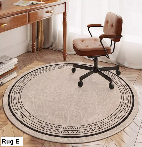 Modern Round Rugs for Bedroom, Circular Modern Rugs under Dining Room Table, Contemporary Round Rugs, Geometric Modern Rug Ideas for Living Room-Silvia Home Craft