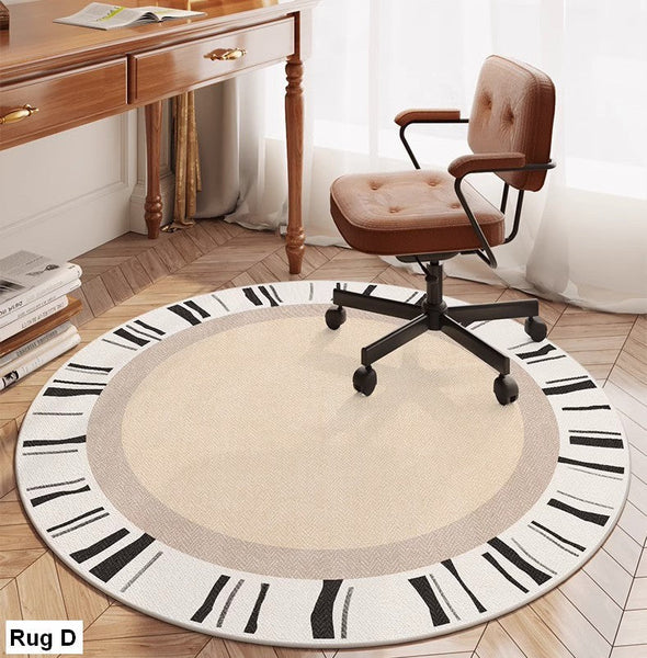 Modern Round Rugs for Bedroom, Circular Modern Rugs under Dining Room Table, Contemporary Round Rugs, Geometric Modern Rug Ideas for Living Room-Silvia Home Craft