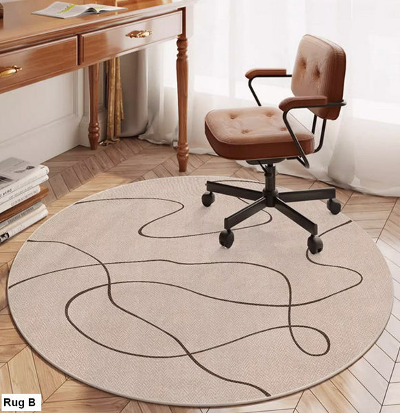 Modern Round Rugs for Bedroom, Circular Modern Rugs under Dining Room Table, Contemporary Round Rugs, Geometric Modern Rug Ideas for Living Room-Silvia Home Craft