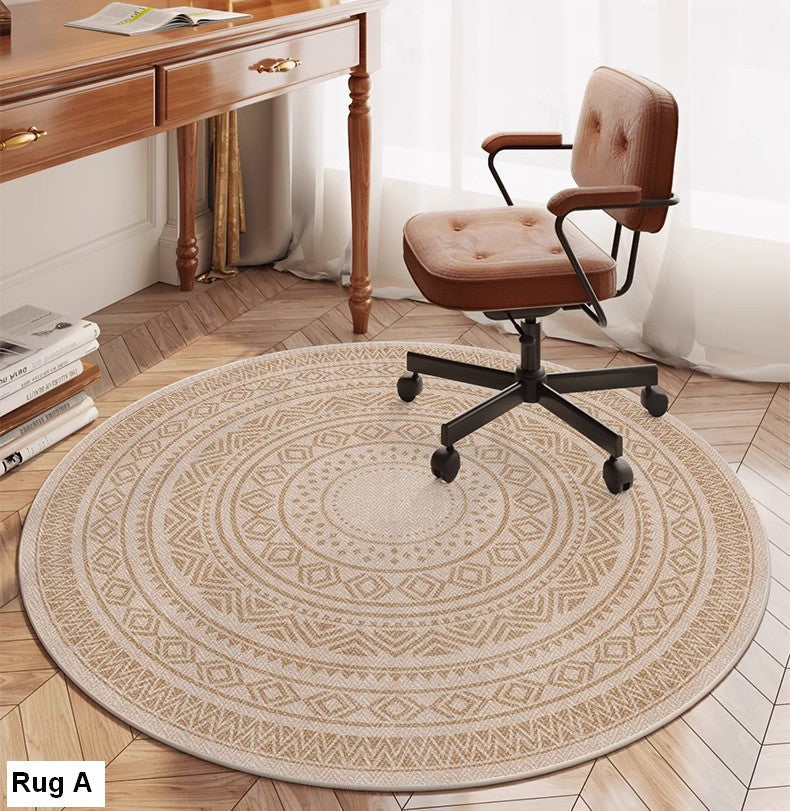 Modern Round Rugs for Bedroom, Circular Modern Rugs under Dining Room Table, Contemporary Round Rugs, Geometric Modern Rug Ideas for Living Room-Silvia Home Craft