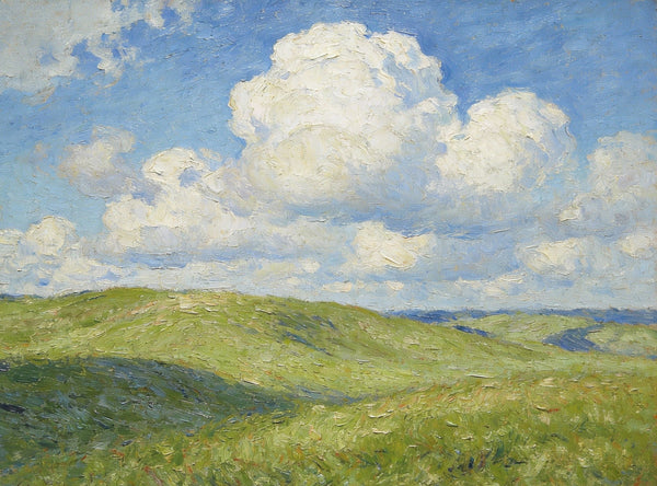 Small Wall Paintings, Grassland Under a Blue and White Sky, Landscape Canvas Paintings, On Canvas Small Paintings, Hand Painted Canvas Art, Original Artwork Landscape Paintings-Silvia Home Craft