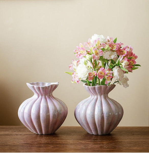 Modern Flower Vase Centerpiece on Table, Handmade Water Holding Flower Vases, Porcelain Flower Vases, Ceramic Bouquet Vases-Silvia Home Craft