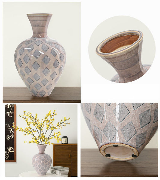 Contemporary Vases for Modern Home Decor, Porcelain Flower Vases, Flower Vases on Table, Ceramic Bouquet Vases, Dining Table Centerpiece-Silvia Home Craft