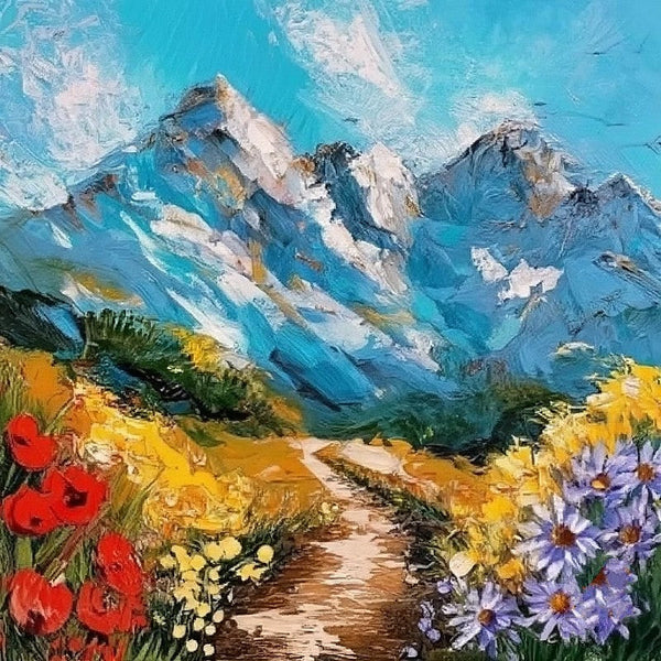 Original Small Landscape Paintings, Heavy Texture Canvas Art, Mountain Landscape Painting, Small Canvas Paintings, Easy Landscape Painting Ideas, Simple Small Canvas Paintings-Silvia Home Craft