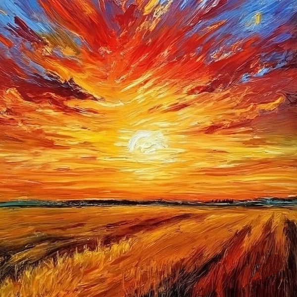Simple Small Canvas Paintings, Sunset Landscape Painting, Original Small Landscape Paintings, Heavy Texture Acrylic Artwork, Easy Landscape Painting Ideas for Home Decor-Silvia Home Craft