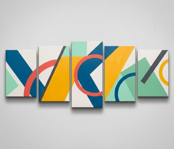 Original Modern Paintings, Geometric Contemporary Art, Abstract Acrylic Paintings, Hand Painted Canvas Art-Silvia Home Craft