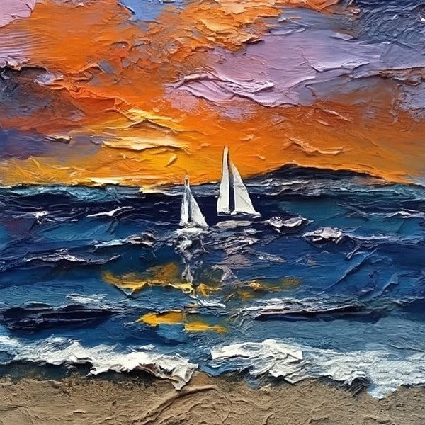 Simple Small Canvas Paintings, Sail Boat at Sea Painting, Hand Painted Canvas Art, Easy Seascape Painting Ideas, Small Landscape Painting-Silvia Home Craft