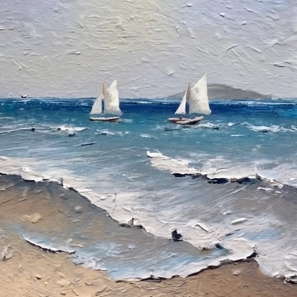 Hand Painted Canvas Art, Simple Small Canvas Paintings, Sail Boat at Sea Painting, Easy Seascape Painting Ideas, Small Landscape Painting-Silvia Home Craft