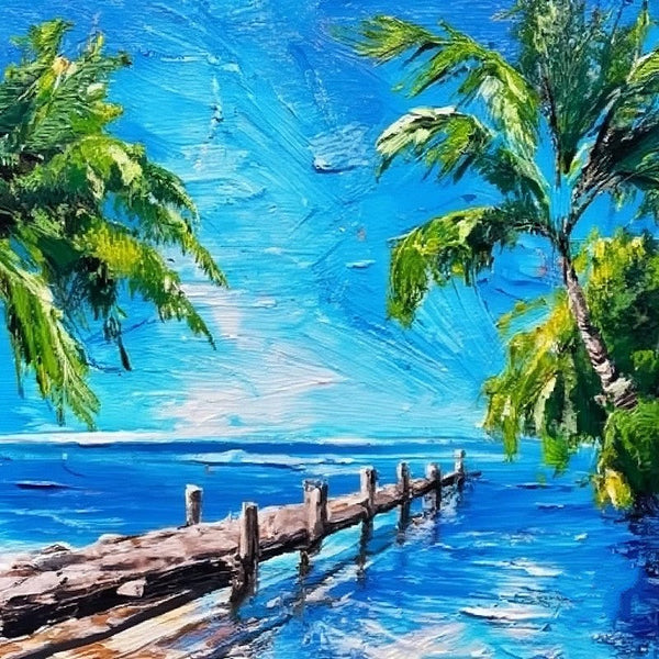 Original Small Landscape Paintings, Heavy Texture Canvas Art, Florida Seashore Beach Painting, Small Palette Knife Oil Paintings, Easy Landscape Painting Ideas, Simple Small Canvas Paintings-Silvia Home Craft