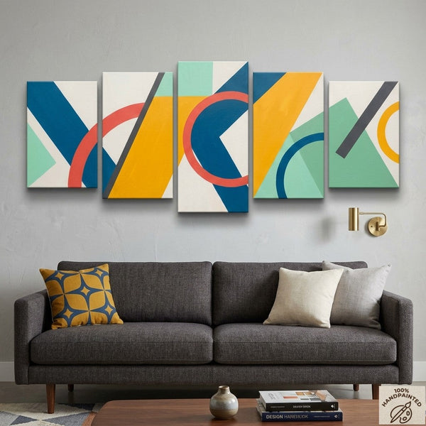 Original Modern Paintings, Geometric Contemporary Art, Abstract Acrylic Paintings, Hand Painted Canvas Art-Silvia Home Craft