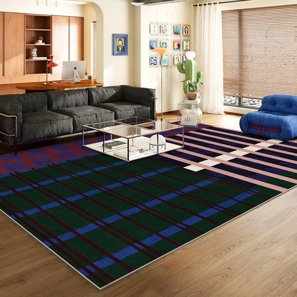 Contemporary Modern Rugs for Dining Room, Bedroom Modern Floor Carpet, Blue Modern Rug Designs, Living Room Rug Ideas, Mid Century Modern Rugs-Silvia Home Craft