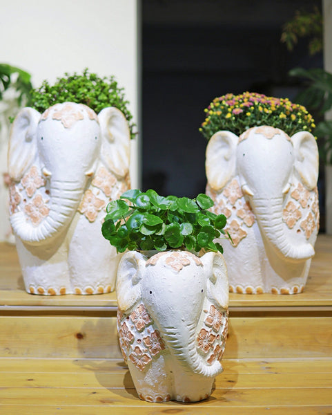 Oversized Modern Garden Flower Pot, Extra Large Elephant Garden Flowerpots, Animal Statue for Garden Ornaments, Resin Statue for Garden, Villa Outdoor Garden Flower Pots-Silvia Home Craft