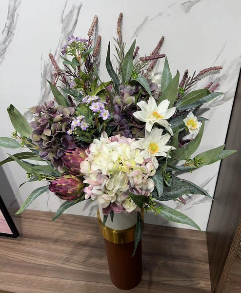 Large Bunch of Flowers Arrangement, Faux Silk Floral Table Centerpiece, Creative Flower Arrangement Ideas for Interior Design, Modern Artificial Floral Arrangement-Silvia Home Craft