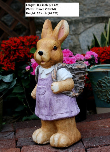 Garden Animal Statues, Large Garden Statues, Large Rabbit Statue for Garden, Bunny Flower Pot, Garden Ornament, Gardening Decoration Ideas-Silvia Home Craft