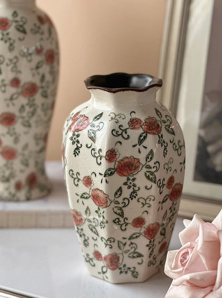 Rustic Porcelain Flower Vases, Handmade Water Holding Flower Vases, Ceramic Bouquet Vases, Tall Flower Vases on Table-Silvia Home Craft