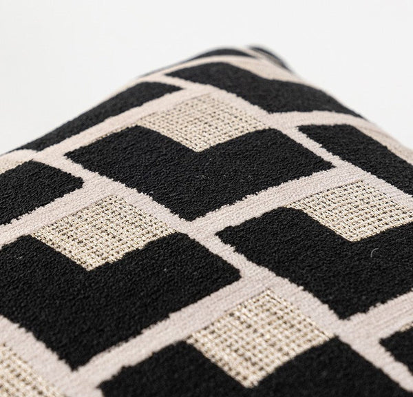 Black Chequer Modern Sofa Throw Pillows, Abstract Contemporary Throw Pillow for Living Room, Large Decorative Throw Pillows for Couch-Silvia Home Craft