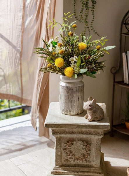 Beautiful Modern Artificial Flowers for Dining Room Table, Dandelion, Wheat Branch, Eucalyptus Globulus, Unique Flower Arrangement for Home Decoration-Silvia Home Craft