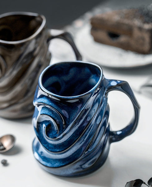 Brown Ceramic Coffee Mug, Stoneware Coffee Mugs, Large Capacity Coffee Cups, Large Handmade Pottery Coffee Mug-Silvia Home Craft