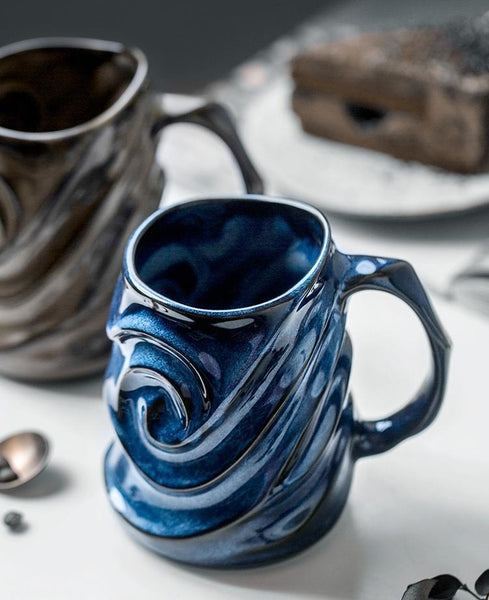 Stoneware Coffee Mugs, White Ceramic Coffee Mug, Large Capacity Coffee Cups, Birthday Gifts, Handmade Pottery Coffee Mug-Silvia Home Craft