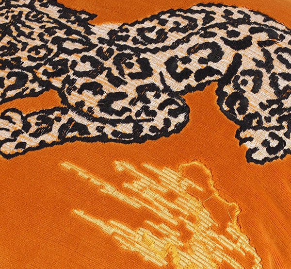 Contemporary Modern Sofa Pillows, Yellow Embroidery Tiger Pattern Pillows for Couch, Decorative Throw Pillows for Bedroom, Large Modern Sofa Pillow for Living Room-Silvia Home Craft