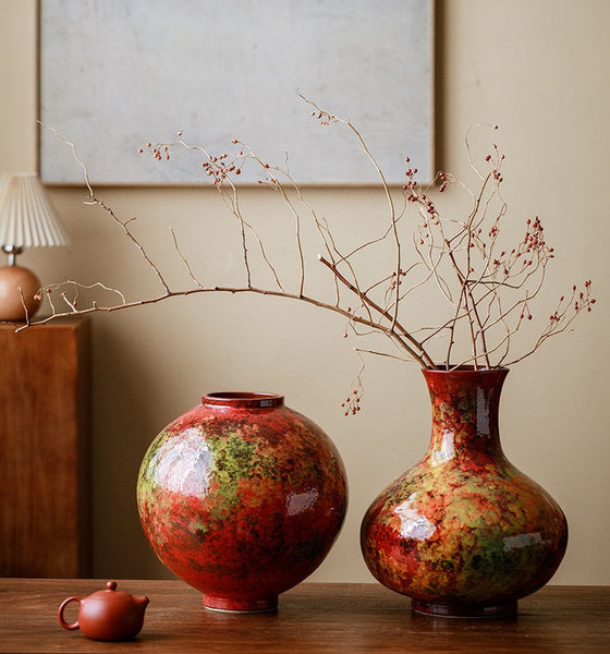Large Pottery Flower Vases, Handmade Water Holding Flower Vases, Modern Bouquet Flower Vases, Centerpiece on Dining Table, Flower Vase on Table-Silvia Home Craft