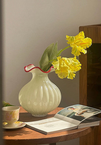 French Vintage Glass Flower Vases, Glass Bud Vases, Flower Vases on Table, Handmade Water Holding Flower Vases-Silvia Home Craft