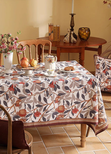 Hawthorn Tablecloth for Round Table, Modern Kitchen Table Cover, Linen Table Cover for Dining Room Table, Simple Modern Rectangle Tablecloth Ideas for Oval Table-Silvia Home Craft