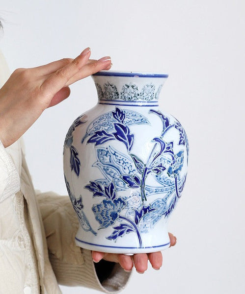 Porcelain Flower Vases, Centerpiece Ceramic Bouquet Vases, Handmade Flower Vase, Vintage Flower Vases on Dining Table-Silvia Home Craft
