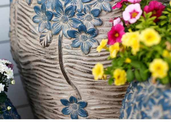 Modern Outdoor Garden Flower Pots, Extra Large Garden Flower Planters, Oversized Garden Flower Pot, Garden Ornaments, Large Resin Gardern Flower Planter-Silvia Home Craft