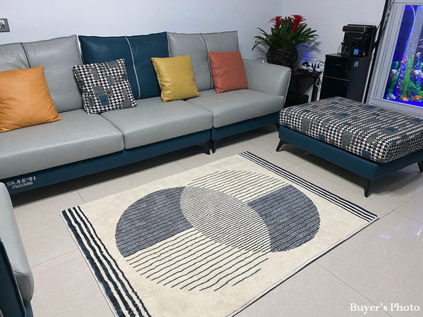 Modern Area Rugs for Dining Room, Geometric Modern Rugs for Bedroom, Modern Area Rugs under Coffee Table, Abstract Contemporary Area Rugs-Silvia Home Craft