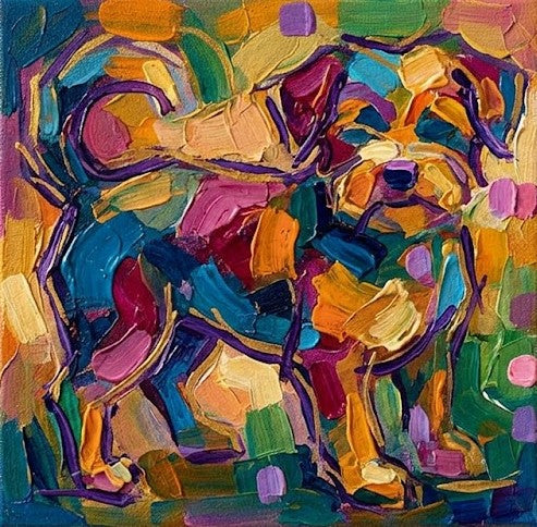 Original Acrylic Paintings, Small Art on Canvas, Abstract Pet Portrait Painting, Hand Painted Canvas Art, Abstract Terrier Dog Portrait, Impasto Artwork, Heavy Texture Painting-Silvia Home Craft