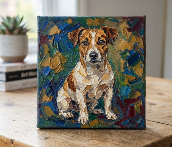 Original Acrylic Paintings, Abstract Golden Retriever Dog Portrait, Abstract Pet Portrait Painting, Hand Painted Canvas Art, Impasto Artwork, Heavy Texture Painting, Small Art on Canvas-Silvia Home Craft