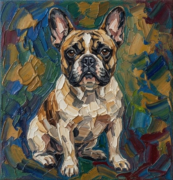 French Bulldog Dog Portrait, Hand Painted Canvas Art, Impasto Artwork, Abstract Pet Portrait Painting, Original Acrylic Paintings, Heavy Texture Painting, Small Art on Canvas-Silvia Home Craft