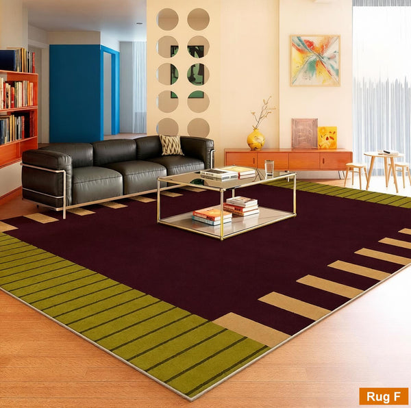 Colorful Modern Rugs for Bedroom, Contemporary Modern Rugs for Living Room, Geometric Modern Rugs, Modern Carpets under Coffee Table-Silvia Home Craft