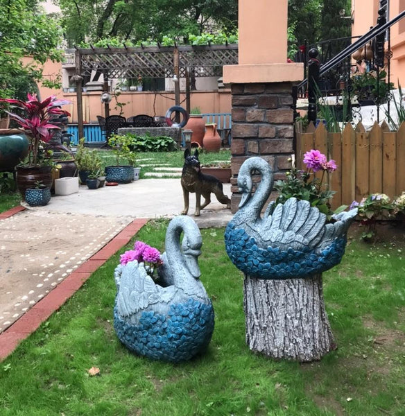Large Swan Statue for Garden, Swan Flower Pot, Animal Statue for Garden Courtyard Ornament, Villa Outdoor Decor Gardening Ideas-Silvia Home Craft