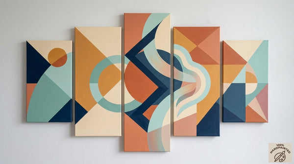 Geometric Modern Art, Colorful Abstract Paintings, Hand Painted Acrylic Art, Contemporary Canvas Paintings-Silvia Home Craft