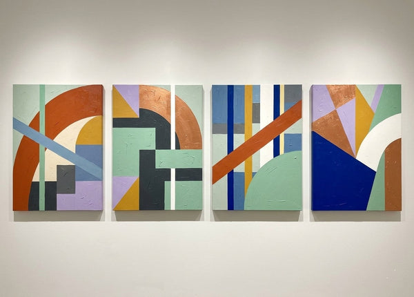 Modern Wall Art for Living Room, Multi Panel Canvas Paintings, Abstract Geometric Art-Silvia Home Craft