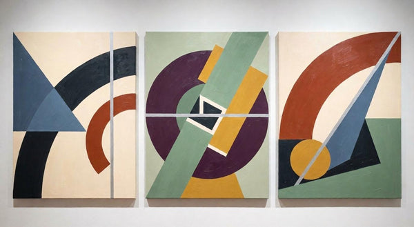 Abstract Geometric Art, Modern Paintings for Mid Century Living Room, Multi Panel Canvas Paintings-Silvia Home Craft